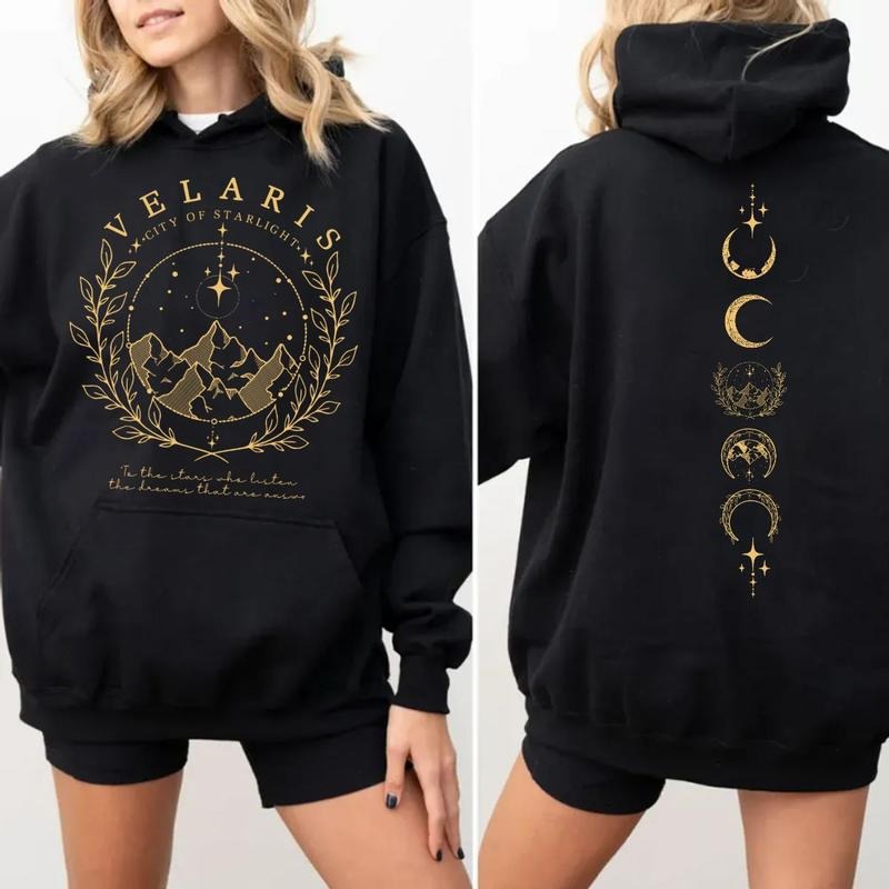 Velaris The City Of Starlight Double Sides Printed Sweatshirt, The Night Court Acotar City Of Starlight Tee, Bookish Book Lover Bookworm Pullover Tee