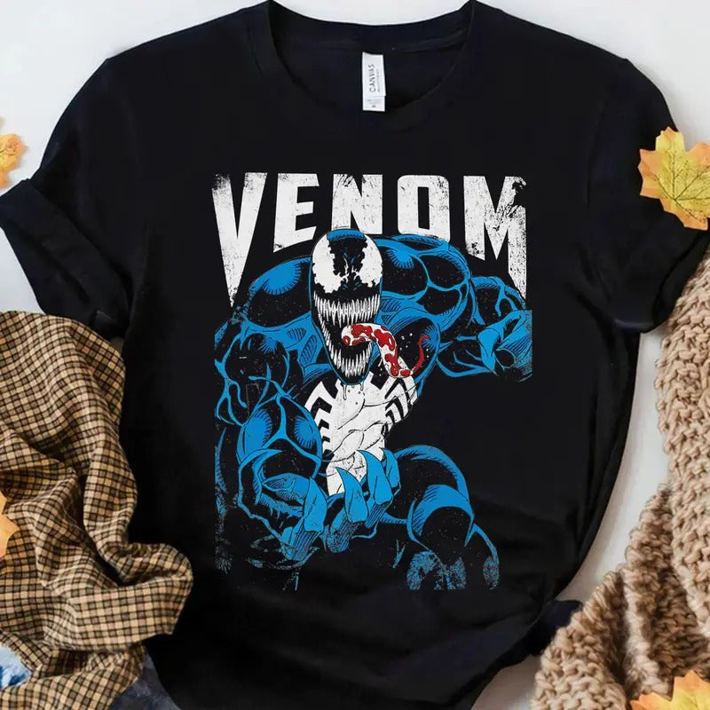 Venom Bloody Tongue Out Distressed Shirt Unisex Tee Trending Movie T shirt Vintage 90s T-shirt gift for Movie fans gift...