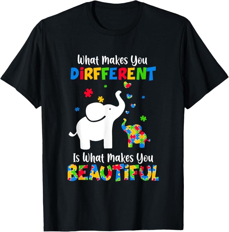 [Versatile T-shirt] What Makes You Different Autism  Elephant Mom Awareness T-Shirt Summer Top Hoodie, Sweatshirt