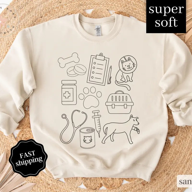 Vet Sweatshirt,  Vet Tech Crewneck, Gift for Veterinarian Technician T-Shirts, Hoodie | HypeDripTees.com
