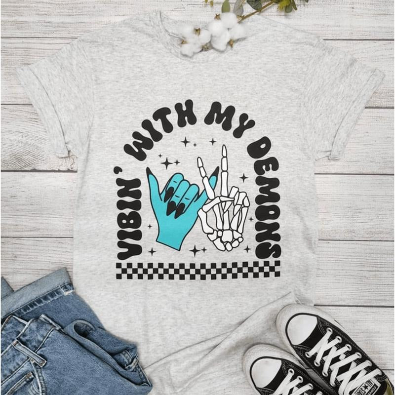 Vibin' With My Demons Graphic T-shirt Hoodie, Sweatshirt | HypeDripTees.com