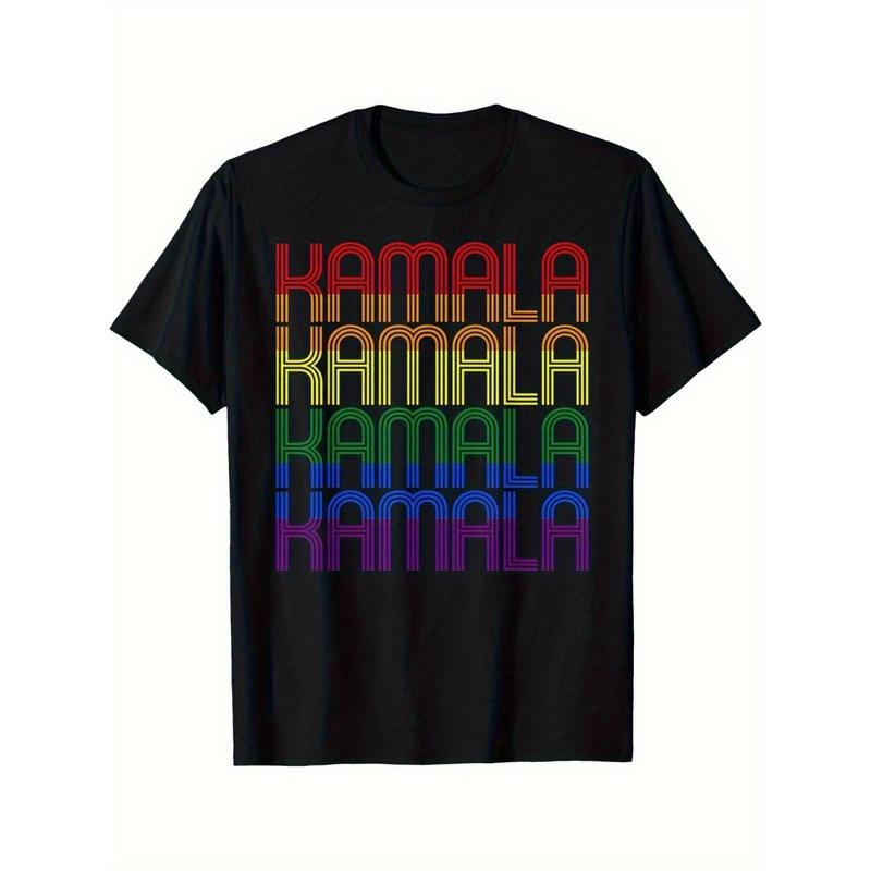 Vibrant Black T - Shirt - "Kamala" Repeated in Rainbow Colors Hoodie, Sweatshirt | HypeDripTees.com