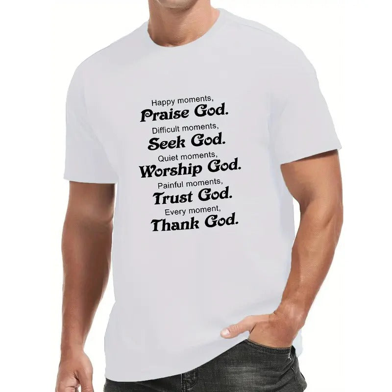 Vibrant Happy Moments Tee - Men's Fashion Round Neck Short Sleeve T-Shirt for Spring Summer Holiday Leisure Vacation