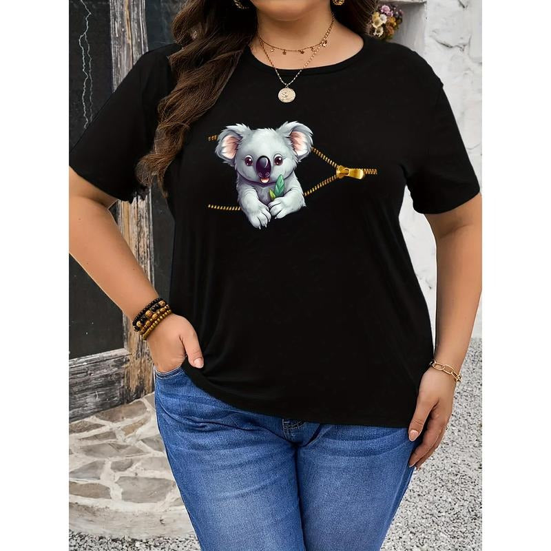 Vibrant Plus Size Koala Print Tee - Plus Size T-shirts