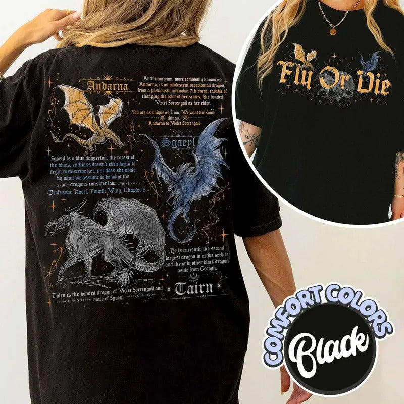 Victoria Maxwell, Fourth Wing Comfort Colors Shirt, Fly or Die Shirt, Tairn Andarna Sgaeyl, Basgiath War College Shirt,...