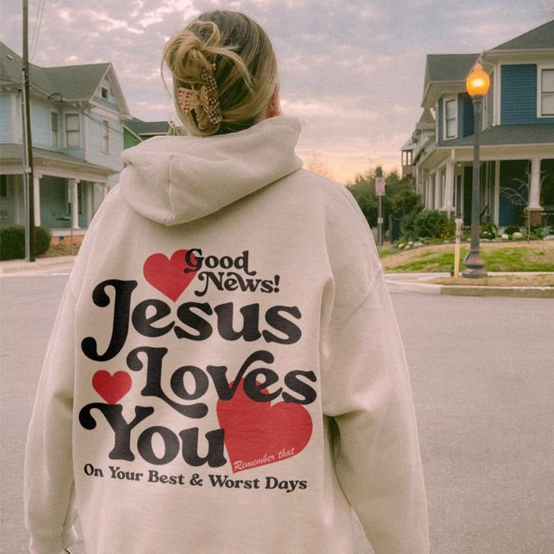Victoria Maxwell, Jesus Loves You Christian Mental Health Hoodie Preppy Faith Sweatshirt Y2K Christian Clothes Gift for...