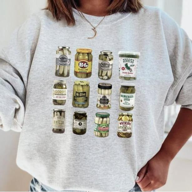 Victoria Maxwell, Vintage Canned Pickles Sweatshirt, Canning Season Sweatshirt, Pickle Lovers Sweater, Homemade Pickles...