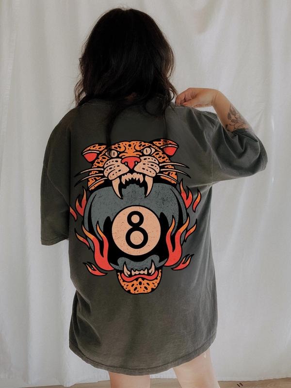 Victoria Maxwell, Vintage Graphic Tee, Lucky Leopard Tee Comfort Colors Traditional Tattoo T 8 Ball Shirt Grunge...