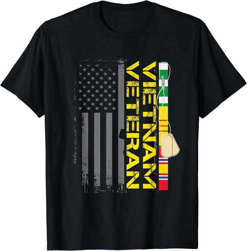 Vietnam Veteran US Flag Cotton Short Sleeve T-Shirts, Hoodie, Sweatshirt