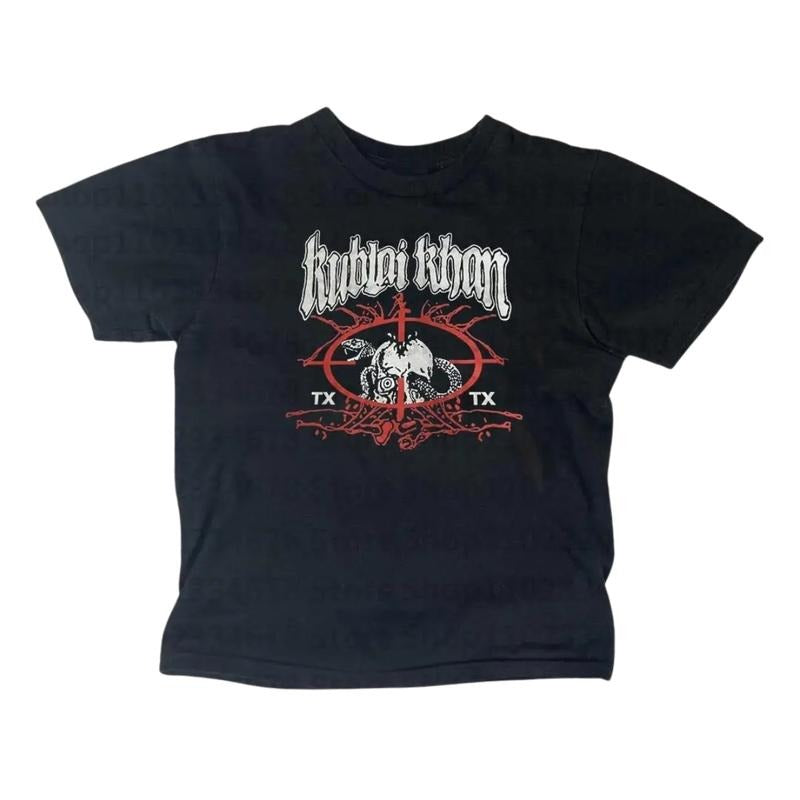 Vinatge Kublai Khan Baby Tee, Gothic Emo Girl Tops, Y2k Top Women Streetwear, Women Fitted T-Shirt, Grunge 2000s, Retro...
