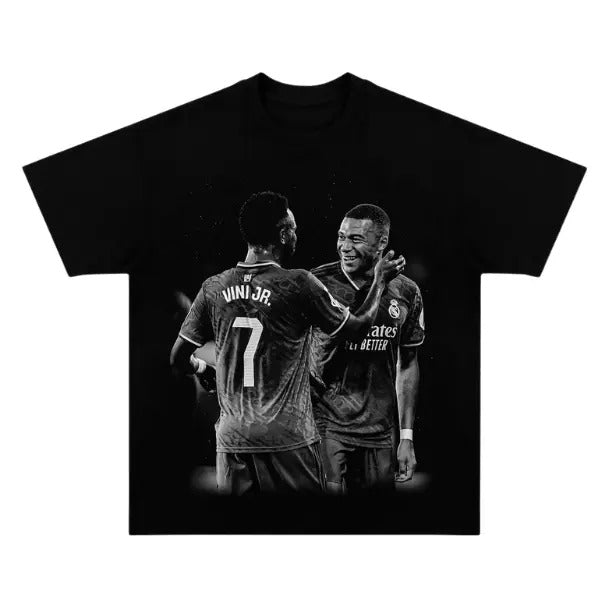 Vinicius And Mbappe T-Shirt, Vinicius Mbappe Vintage Graphic Tees, Unisex Soccer Shirt, Sport Merch, Gift For Fan, Cotton...