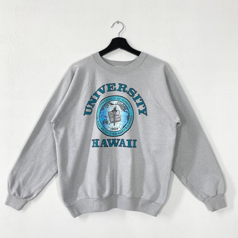 Vintage 80s University Hawaii Sweatshirt University Hawaii Crewneck Hawaii Sweater Pullover Hawaii Rainbow Warriors Print...