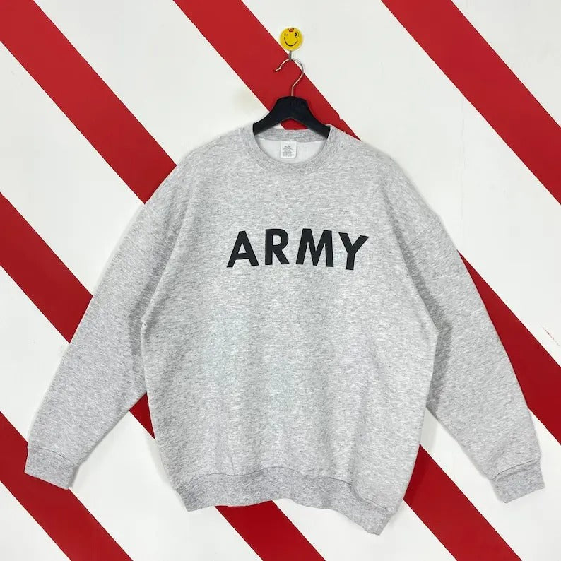 Vintage 90s Army Sweatshirt Military Army Crewneck US Army Sweater Pullover Military United State Army Print Logo...