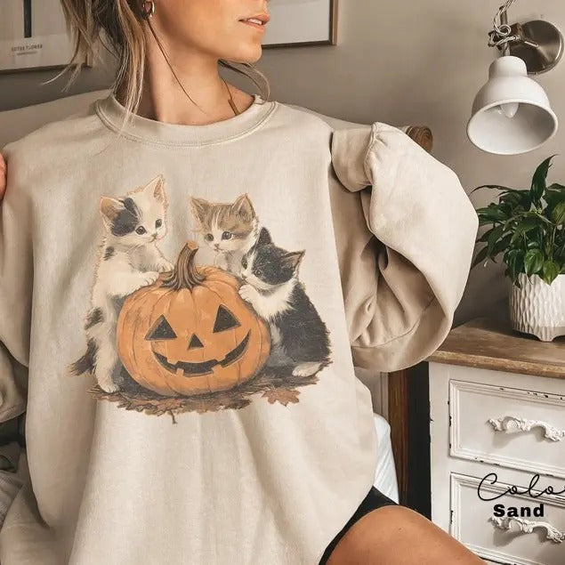 Vintage 90s Cat Halloween Retro Halloween Shirt Spooky Season Pumpkin Shirt Cat Lover Shirt Black Cat Spooky Season T-Shirts, Hoodie, Sweatshirt