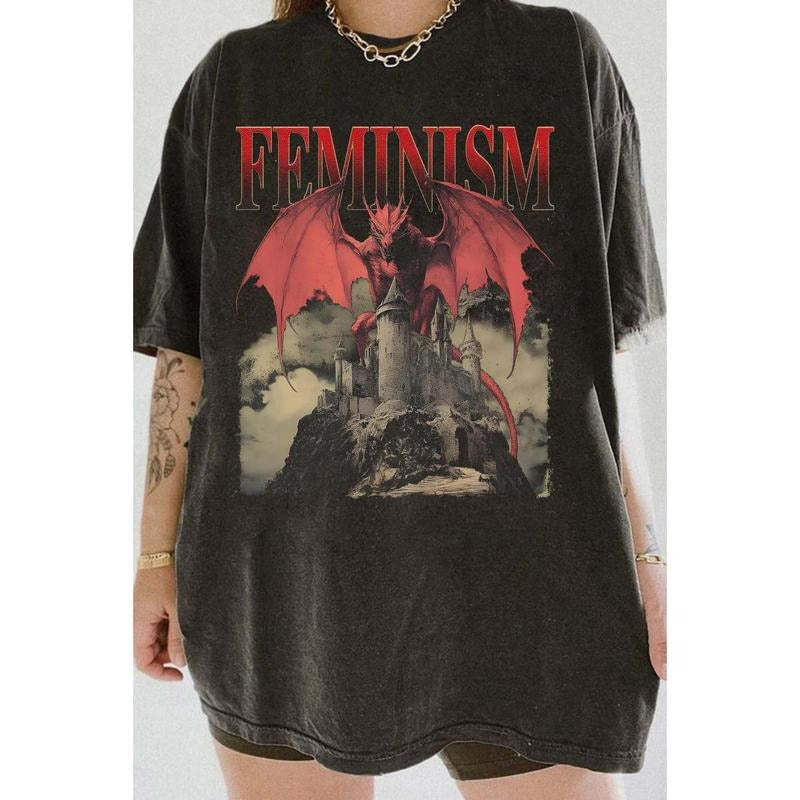 Vintage 90s Feminsm Dr@gon F@ntasy Tee, Unisex Cotton Shirt Hoodie, Sweatshirt | HypeDripTees.com