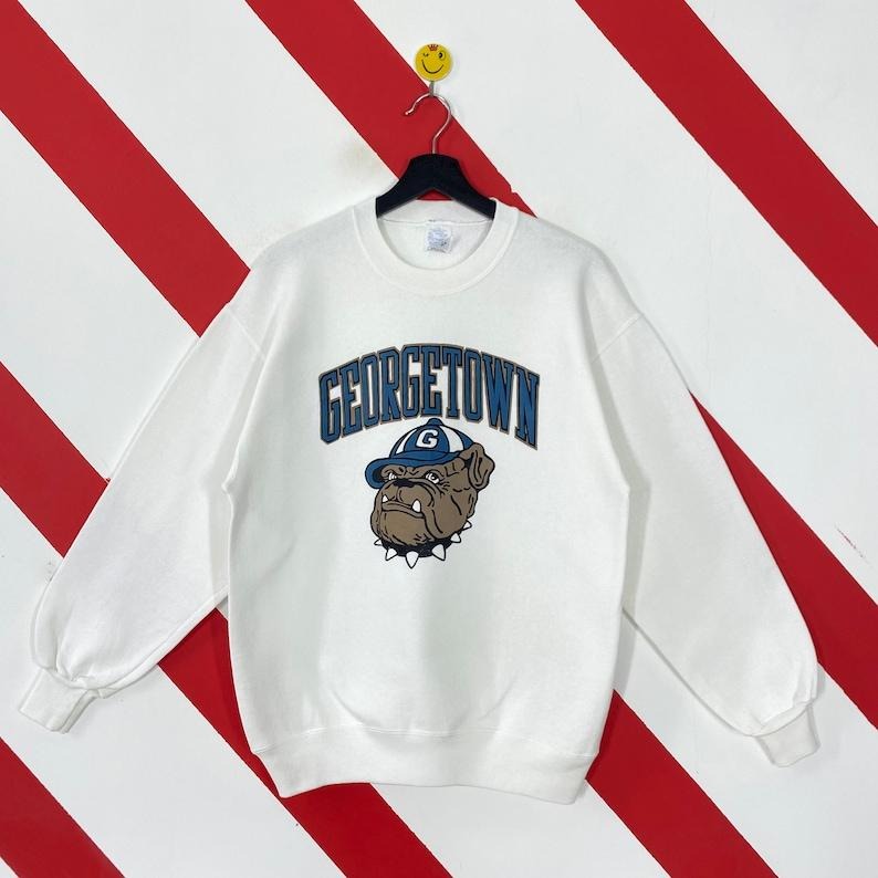 Vintage 90s Georgetown University Sweatshirt Georgetown Hoyas Crewneck Georgetown Sweater Pullover Georgetown Hoyas Print...