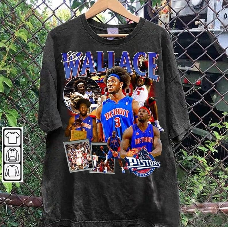 Vintage 90s Graphic Style Ben Wallace T-shirt - Ben Wallace Retro T-shirt - Retro American Basketball Tee For Man and...