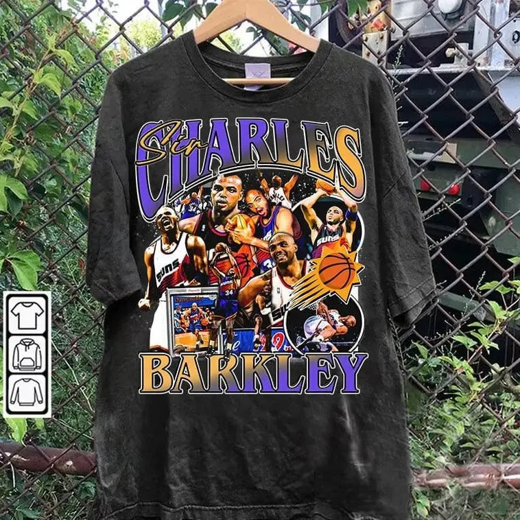 Vintage 90s Graphic Style Charles Barkley T-shirt - Charles Barkley T-shirt - Retro American Basketball Tee For Man and...