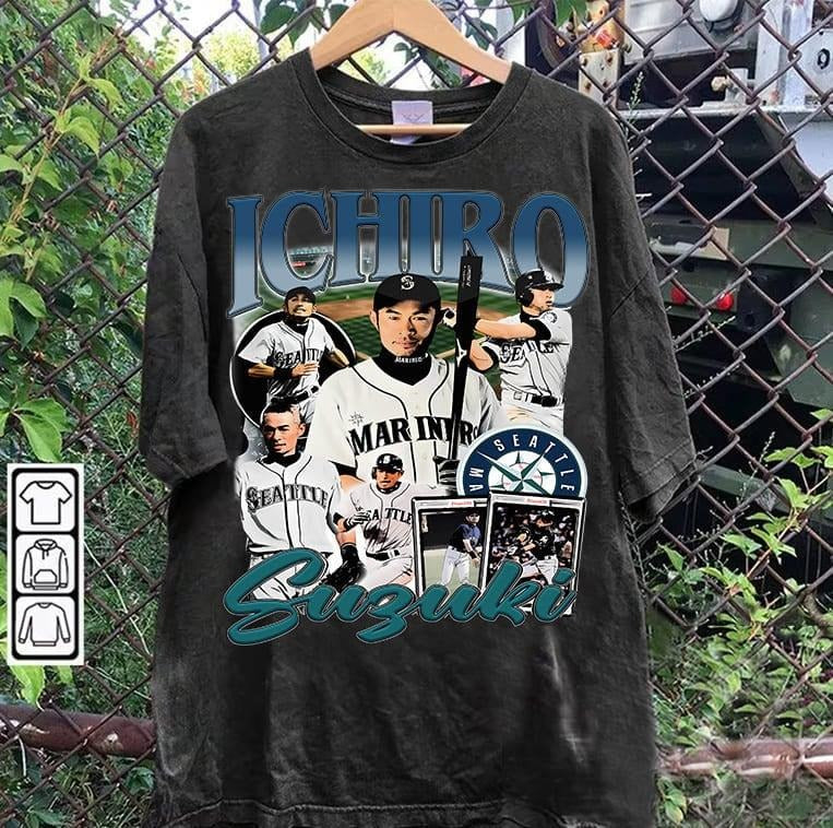 Vintage 90s Graphic Style Ichiro Suzuki T-shirt - Ichiro Suzuki Vintage T-shirt - Retro American Baseball Tee For Man and...