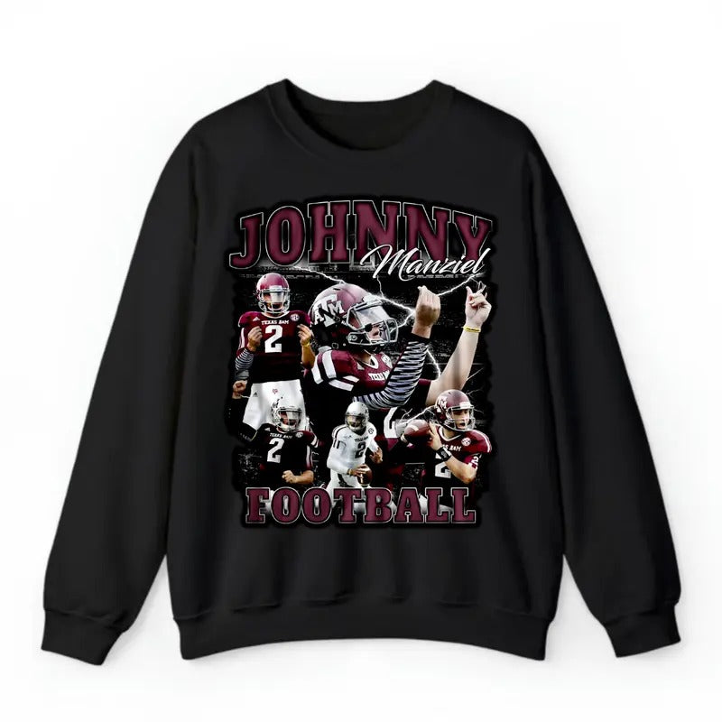 Vintage 90s Graphic Style Johnny Manziel Sweatshirt, Hoodie, Retro Johnny Manziel Oversized Shirt, Football Shirt, Sport...