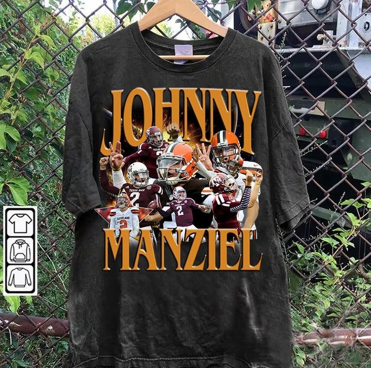 Vintage 90s Graphic Style Johnny Manziel T-shirt - Johnny Manziel Football T-shirt - American Football Tee For Man and...