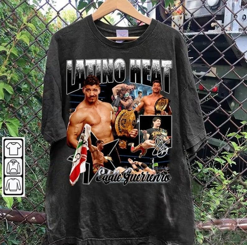 Vintage 90s Graphic Style Latino Heat T-shirt - Eddie Guerrero T-shirt - American Professional Wrestler Tee For Man and...