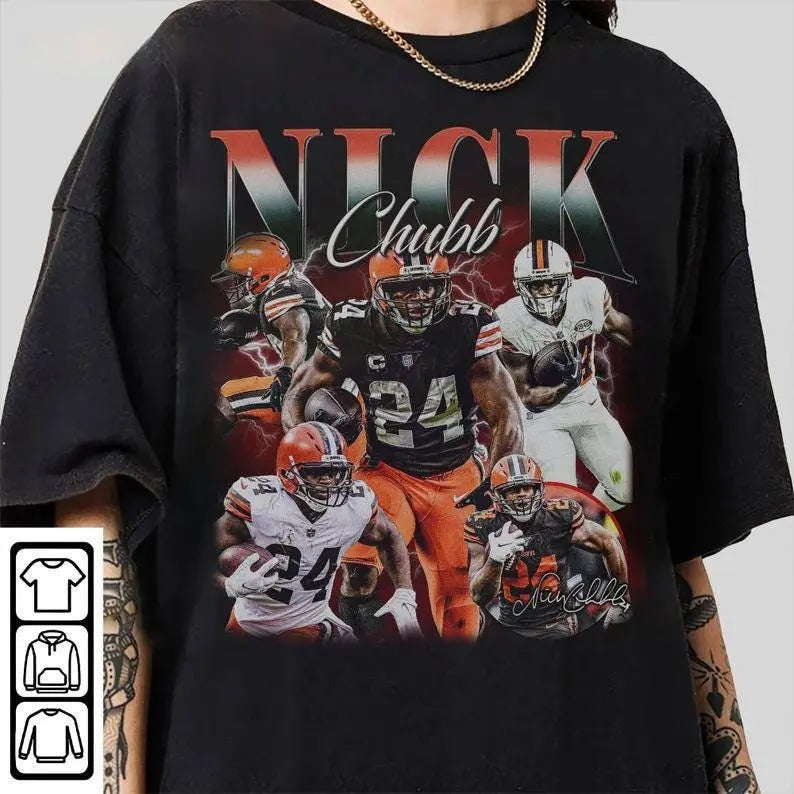 Vintage 90s Graphic Style Nick Chubb T-Shirt, Nick Chubb shirt, Retro American Football Bootleg Gift Hoodie, Sweatshirt