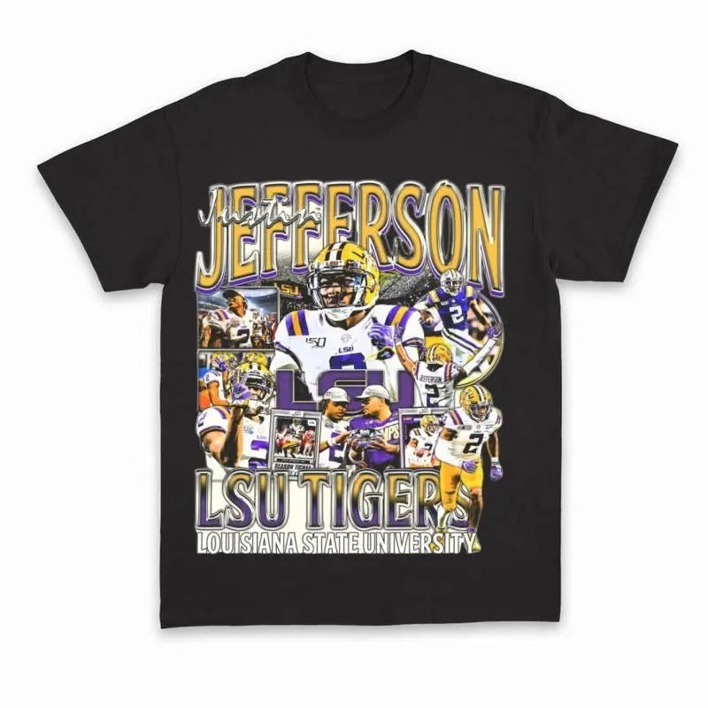 Vintage 90s Justin Jefferson Football T-shirt, Vintage Graphic Tee, Sport Shirt, Unisex Tee For Men, For Women Hoodie,...