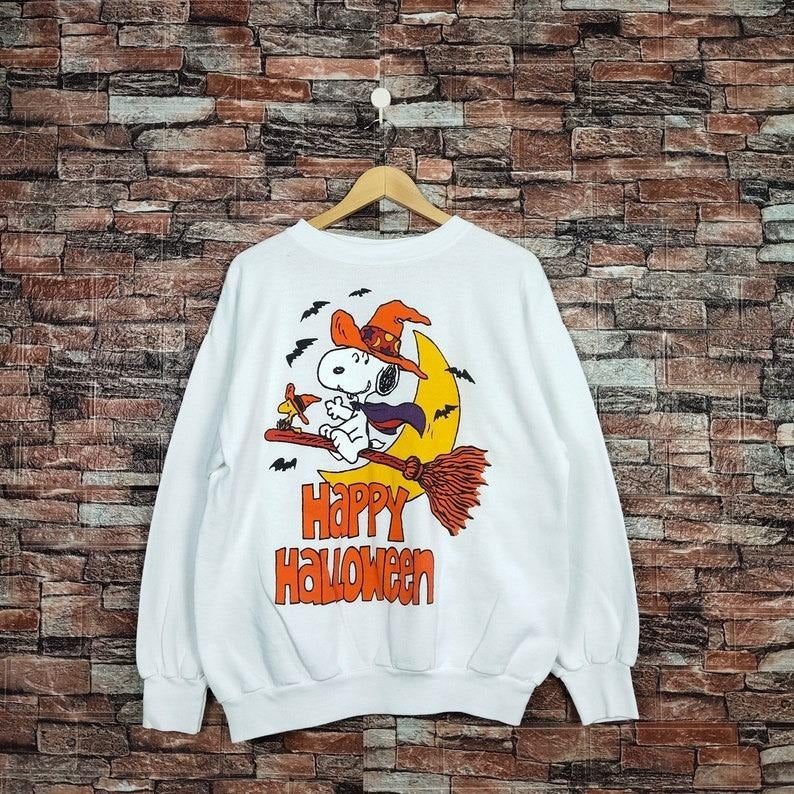 Vintage 90s Peanuts Sn00.py Happy Halloween Sweatshirt,  Pullover Sweater, Halloween Cute, Trending Shirt Hoodie