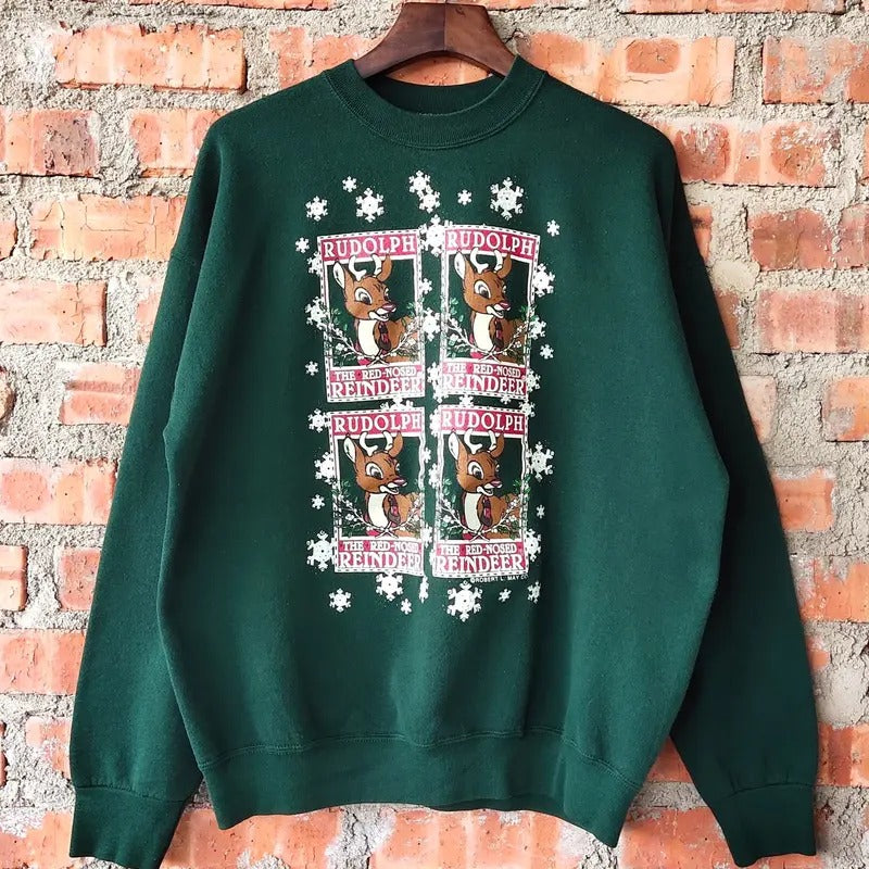 Vintage 90s Rudolph the Red Nosed Reindeer Movie Sweatshirt Rudolph Crewneck Rudolph Pullover, rudolph Christmas Shirt,...