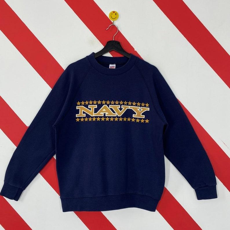 Vintage 90s US Navy Sweatshirt US Navy Crewneck United State Navy Sweater Pullover Military United State Navy Print Logo...