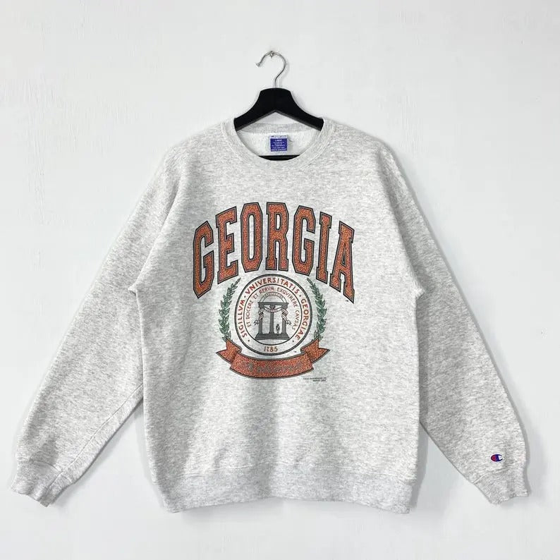 Vintage 90s University Georgia Sweatshirt University Georgia Crewneck Georgia Sweater Pullover Georgia Bulldogs Print...
