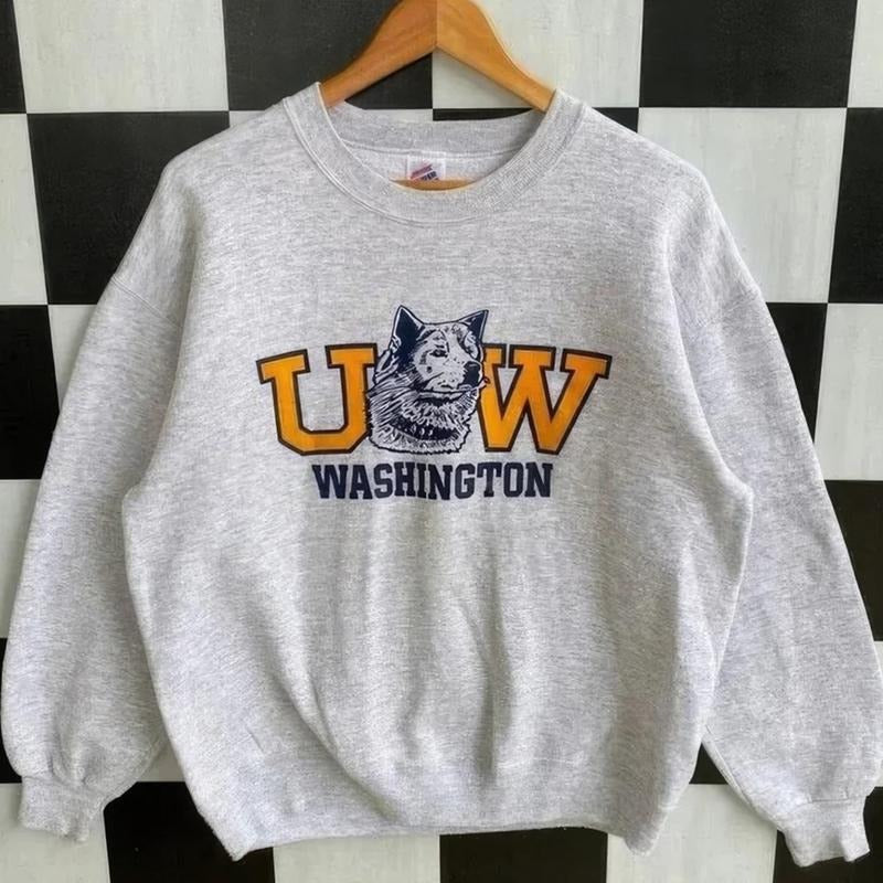 Vintage 90s Washington Huskies Crewneck Sweatshirt, UW Sweatshirt, Washington Huskies Sweatshirt - T-Shirts, Hoodie