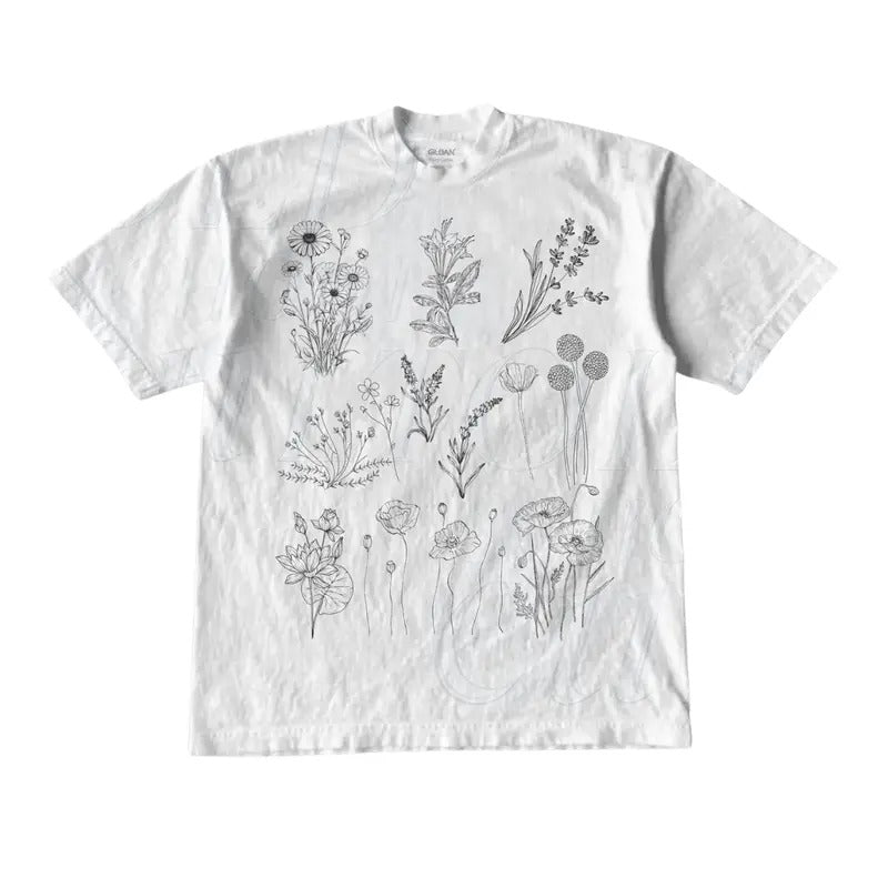Vintage 90s Wild Flowers Tshirt - Retro Botanical Nature Shirt - Cute Boho Magic Shirt -  Garden Botanical Y2k Shirt