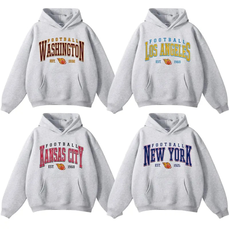 Vintage All Team Football Hoodie with Big Words Logo and Graphic Tees for Football Fans Shirt Football Hoodie, Printed...