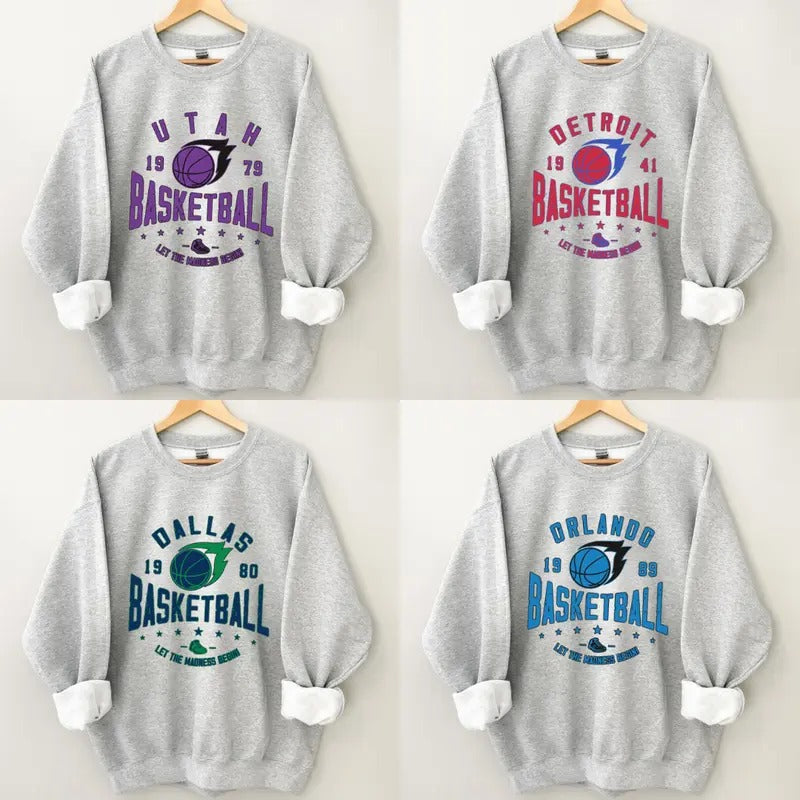 Vintage All Teams Basketball Sweatshirt, Basketball Sweatshirt, Basketball Fan Shirt, Gift For Fan men's  sweatshirts Hoodie