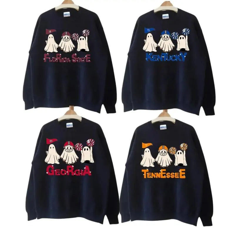 Vintage All University Of NCAA Spocky Black Sweatshirt, Vintage Halloween Sweatshirt, All Teams NCAA Classic Sport...