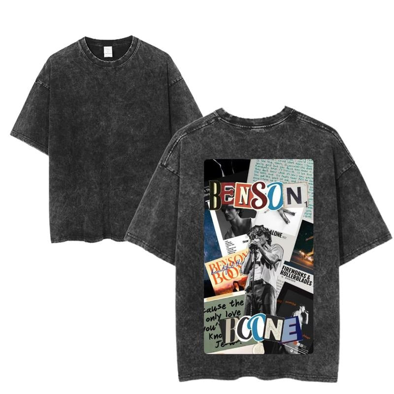 Vintage Benson Boone Collage Graphic Tee, Scrapbook Aesthetic Music Shirt, Retro Concert Poster Vibe, Unisex Trending...