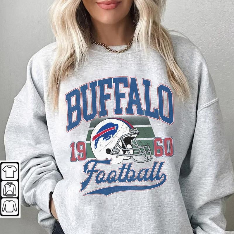 Vintage Buffalo Football Sweatshirt, Retro Buffalo Sweatshirt Tee, Gift For Football Hoodie | HypeDripTees.com