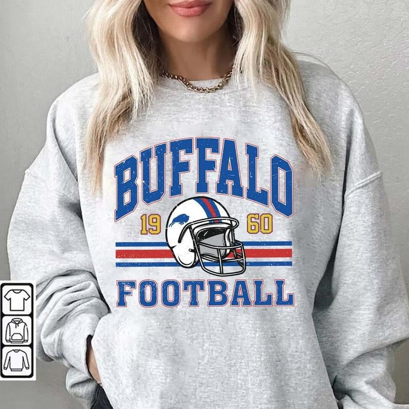 Vintage Buffalo Football Sweatshirt, Retro Buffalo Tee, Gift For Football Hoodie | HypeDripTees.com