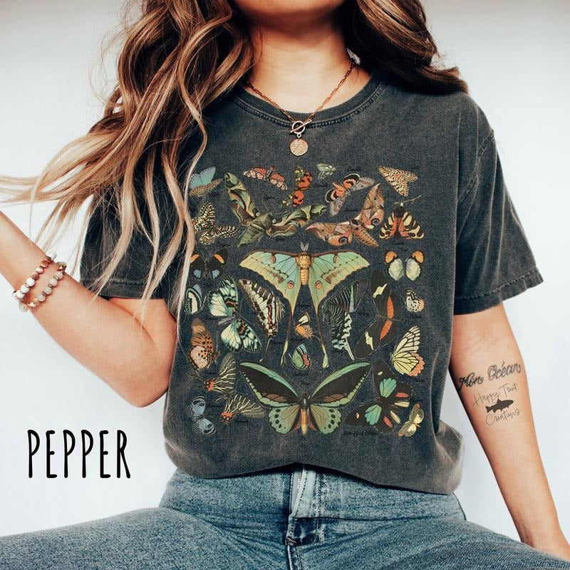 Vintage Butterfly & Moth TShirt, Cottagecore Aesthetic Comfort Colors Shirt Hoodie, Sweatshirt | HypeDripTees.com
