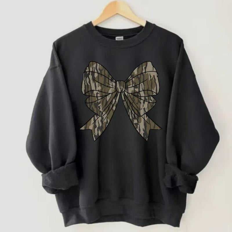 Vintage Camo Bow Duck Hunting Sweatshirt , Old School Camo Girls Camo Shirt, Cotton All Sizes Colors For Men And Women Hoodie