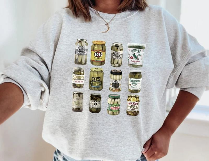 Vintage Canned Pickles Unisex Crewneck Sweatshirt, Canned Pickles Fan Gift Comfort Fabric T-Shirts, Hoodie | HypeDripTees.com
