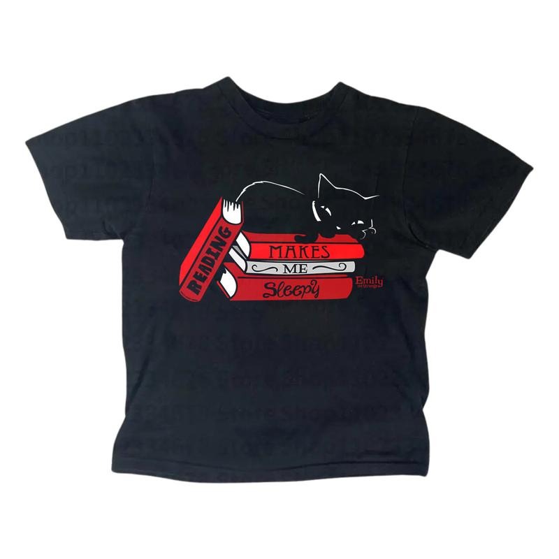 Vintage Cat Book Baby Tee, Gothic Emo Girl, Y2k Top Women Streetwear, Grunge 2000s, Women Fitted T-Shirt, Gift For...
