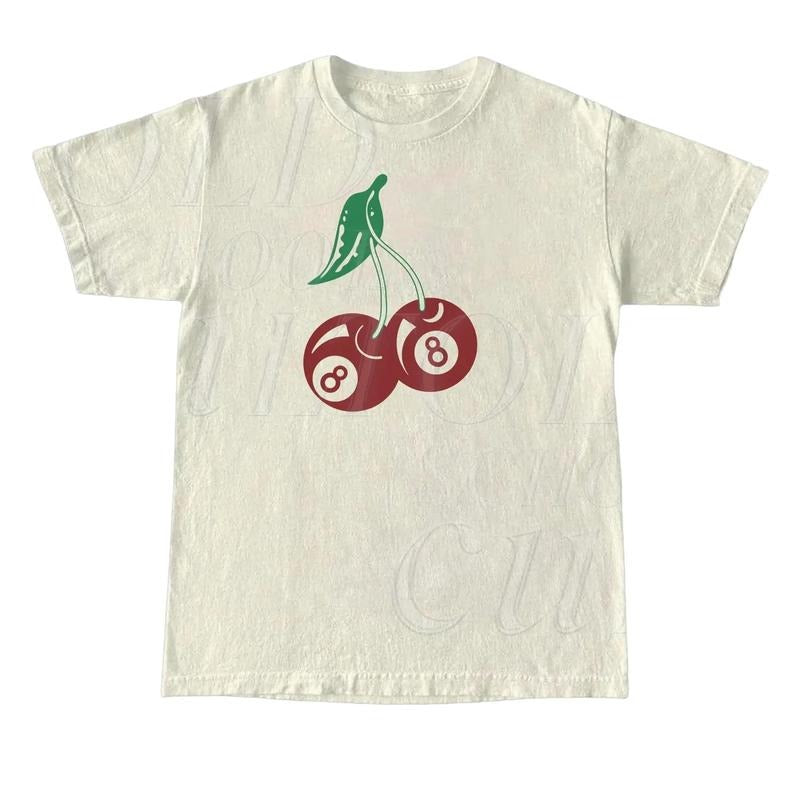 Vintage Cherry 8 Ball 90s Graphic T-Shirt, Retro Billiard Lovers Oversized Shirt, Y2k Lucky Tee, Cool 2000s Billiard...