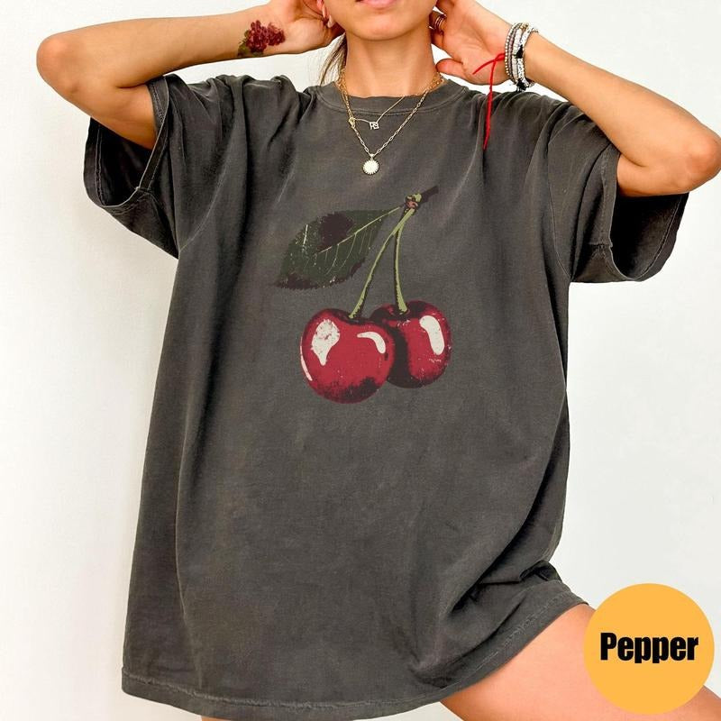 Vintage Cherry Shirt, Cherry Tee, Fruit tshirt, Summer Shirt, Food lover gift, Foodie, Cherry Lover Gift, Retro Cherry ,...