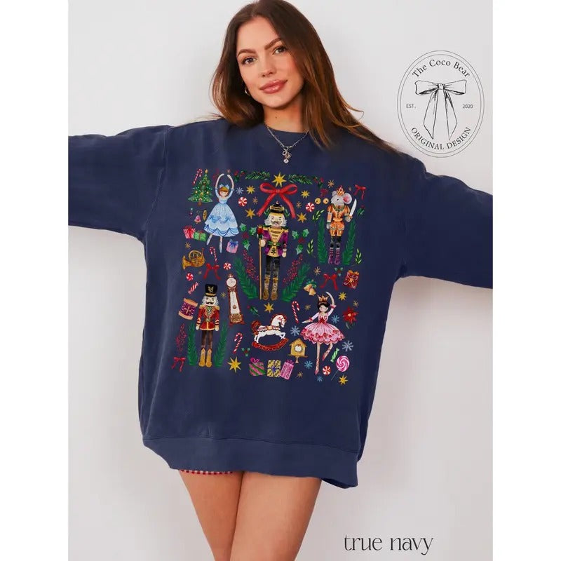 Vintage Christmas Nutcracker Sweatshirt Crewneck Holiday Party Tee Christmas Sweater Nutcracker Ballet Shirt Cottagecore...