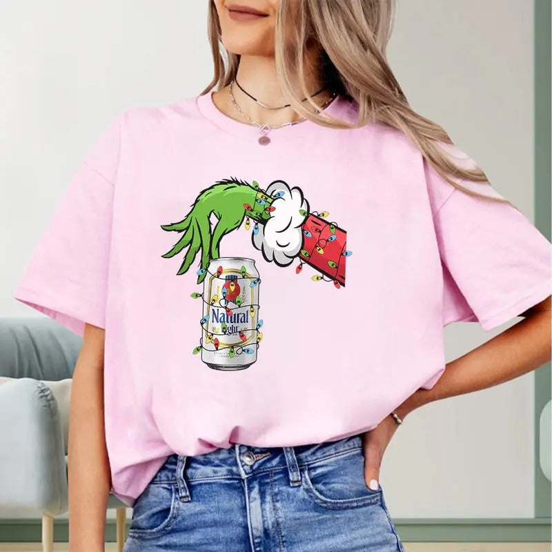 Vintage Christmas Shirt Grnnch Hand Holding Natural Light Funny Christmas Drinking Tshirt Hoodie, Sweatshirt