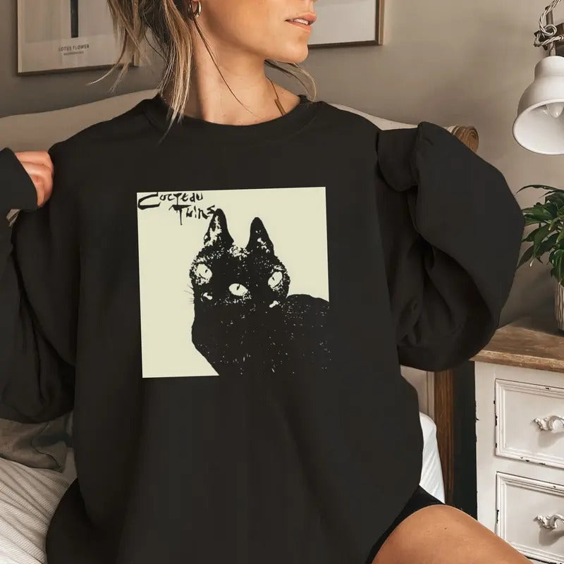 Vintage Cocteau Twin Cat Shirt, Indie Music Apparel, Alternative Tee, Unisex Sweater Pullover Tee Hoodie, Sweatshirt