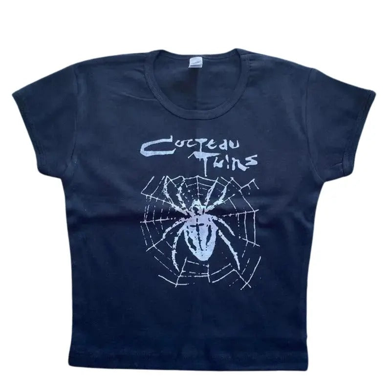 Vintage Cocteau Twins Baby Tee, Y2k Top Women Streetwear, Emo Scene 2000s Clothes, Grunge 2000s, Women Fitted T-Shirt,...